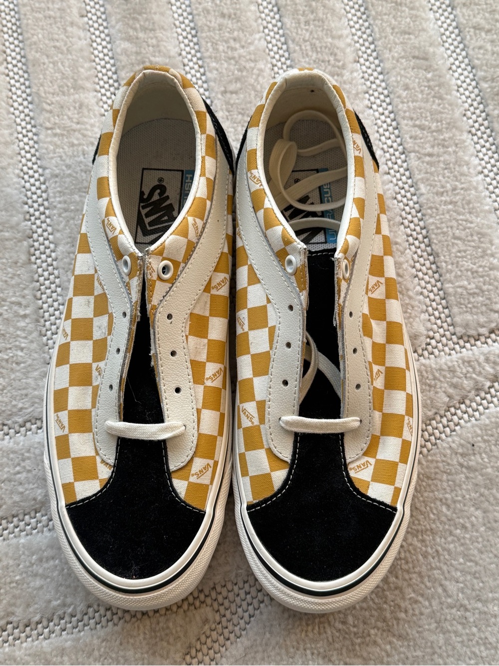 Vans W10 Checkerboard Low-Top Sneakers in Yellow and Black